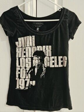 Black Graphic Jimi Hendrix Los Angeles Tee - Women